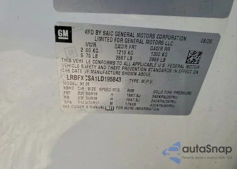 2020 Buick Envision Essence из США, поврежденный, VIN LRBFXCSA1LD195843